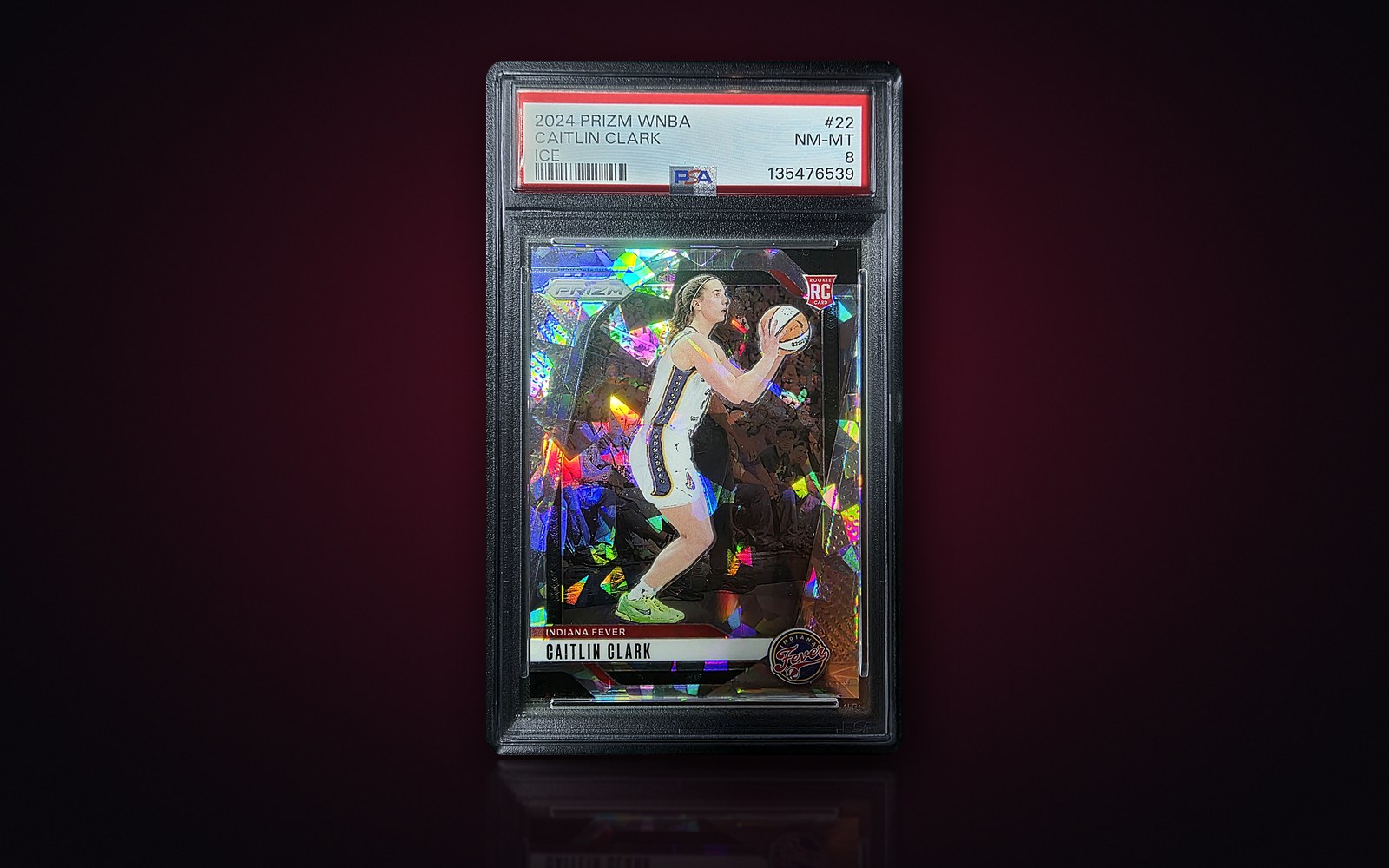 2024 Panini Prizm WNBA #22 Caitlin Clark Ice Rookie, PSA 8