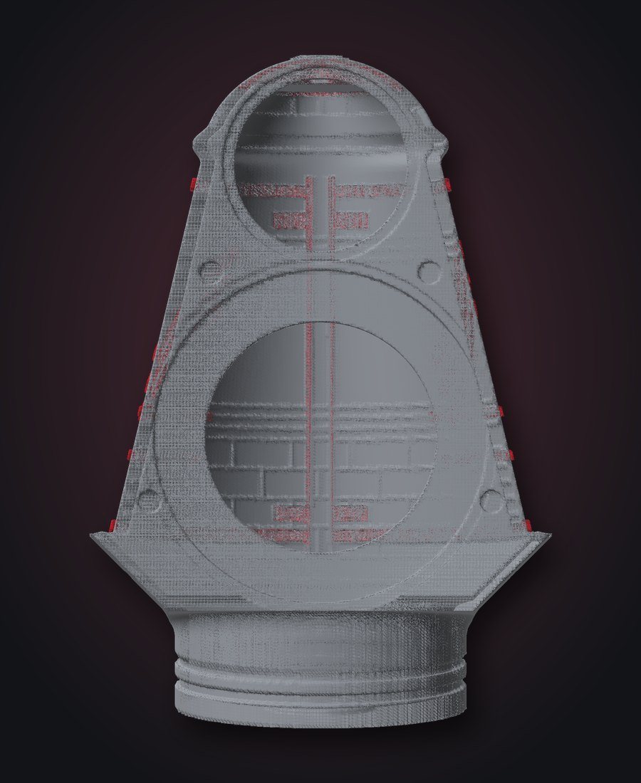 Front view of the 3D-printed JK dash pod tower with two speaker openings