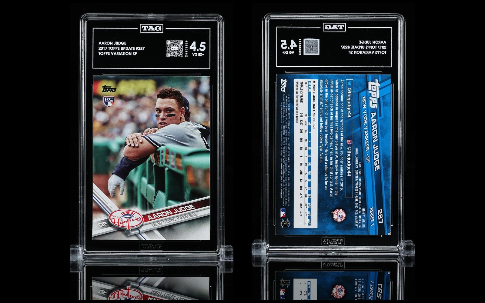 2017 Topps Update #287 Aaron Judge Variation SP rookie, TAG 4.5