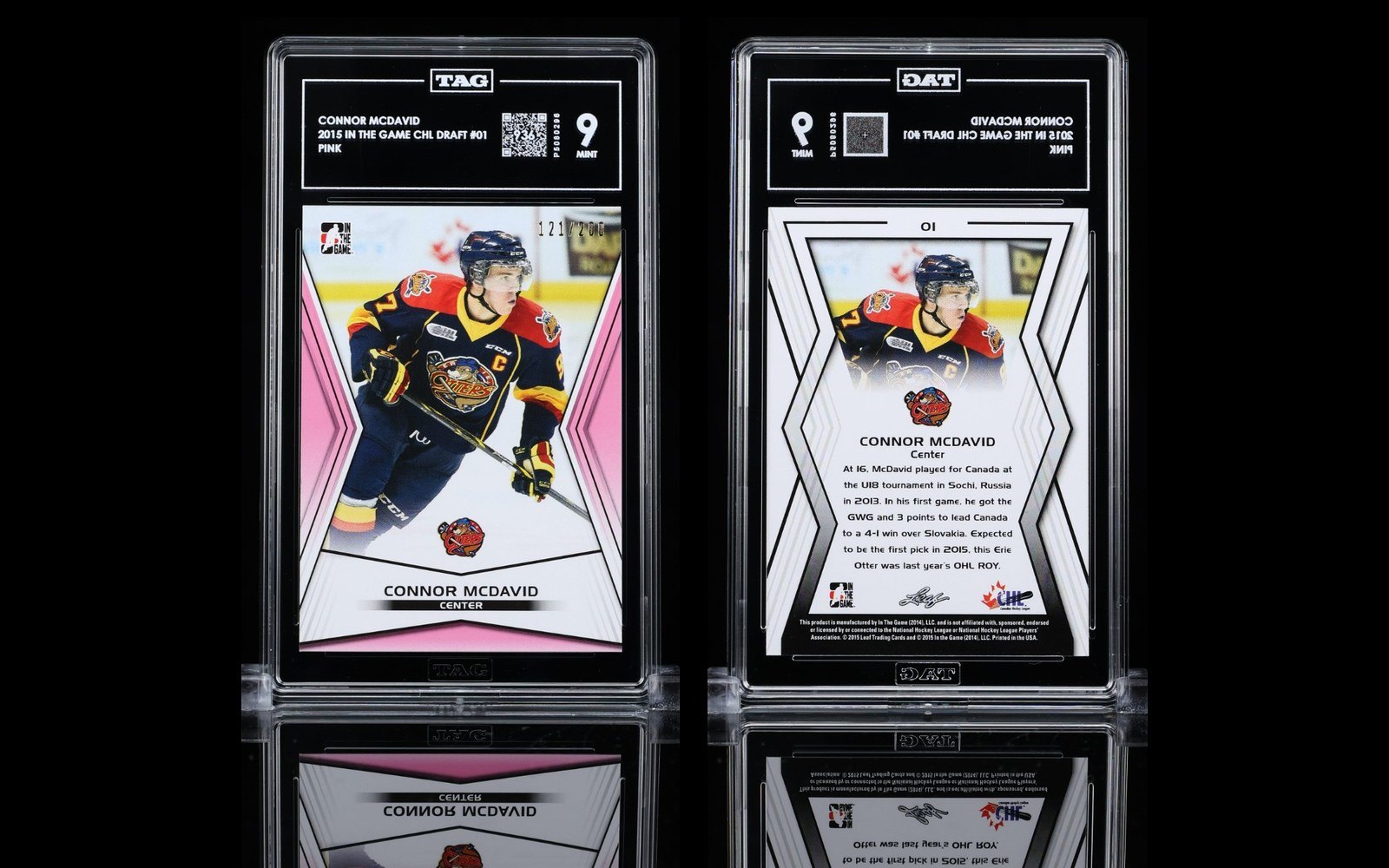 2015 In The Game CHL Draft Connor McDavid Pink /200, TAG 9