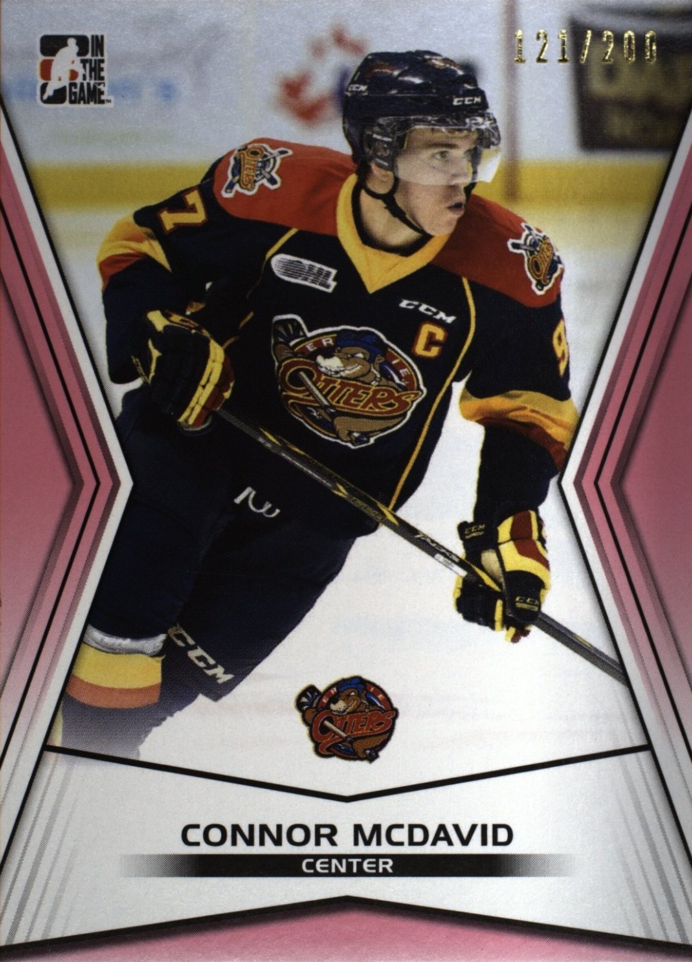 High-resolution TAG scan of the front of the Connor McDavid pink parallel numbered 121 of 200