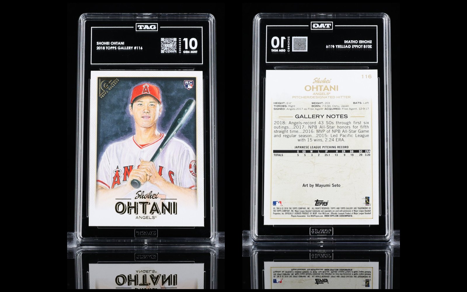 2018 Topps Gallery #116 Shohei Ohtani rookie, TAG 10